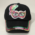 Sequin Mardi Gras Mask Patch Baseball Cap