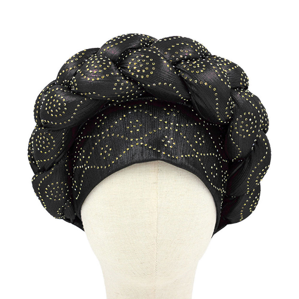 Bling Studded Braided Turban Hat
