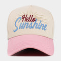 HELLO SUNSHINE Message Embroidered Corduroy Baseball Cap