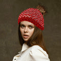 Chunky Two Tone Knit Pom Pom Beanie Hat