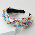Oval Round Stone Cluster Embellished Jacquard Knot Headband