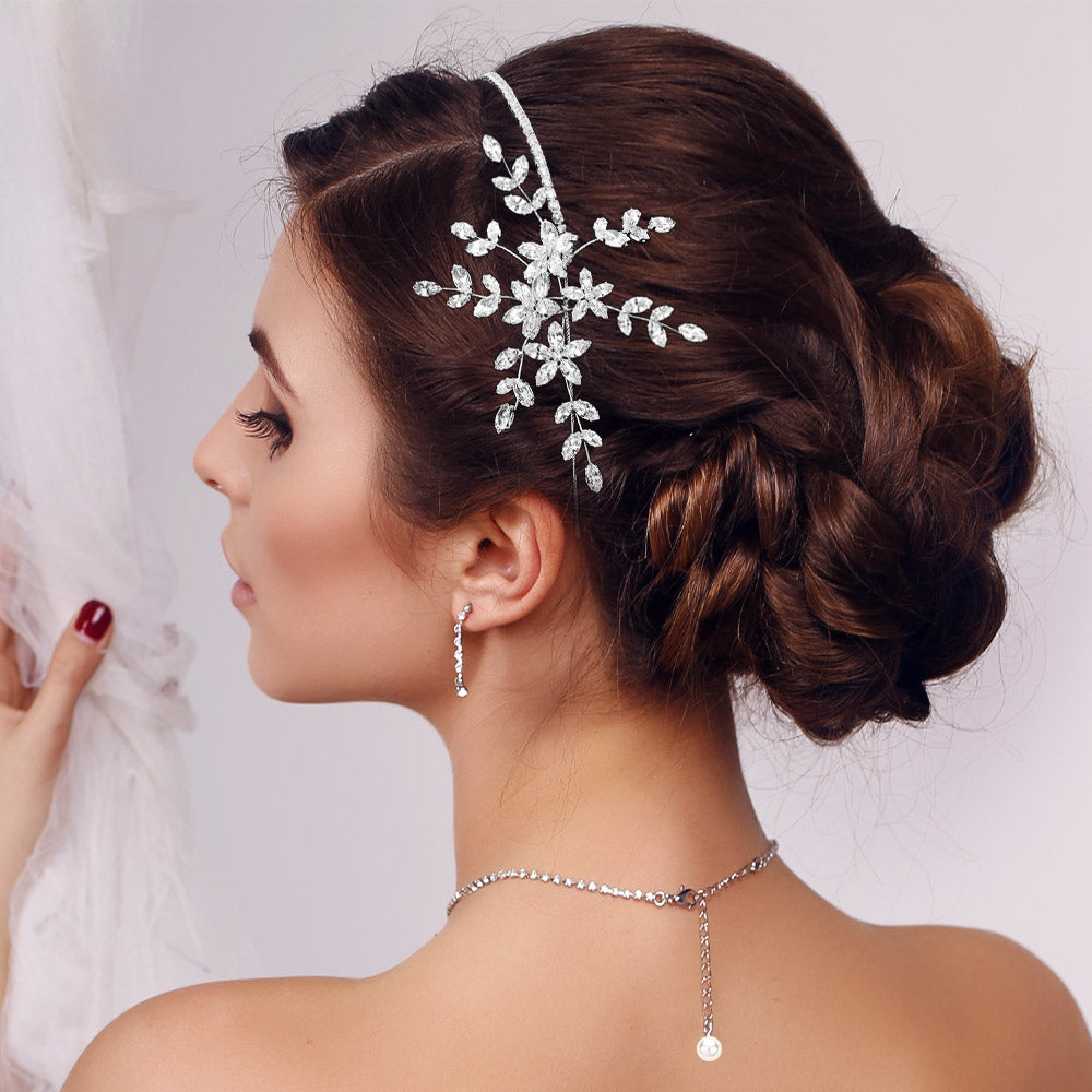Elegant Crystal Floral Hair Vine Bridal Headpiece Headband