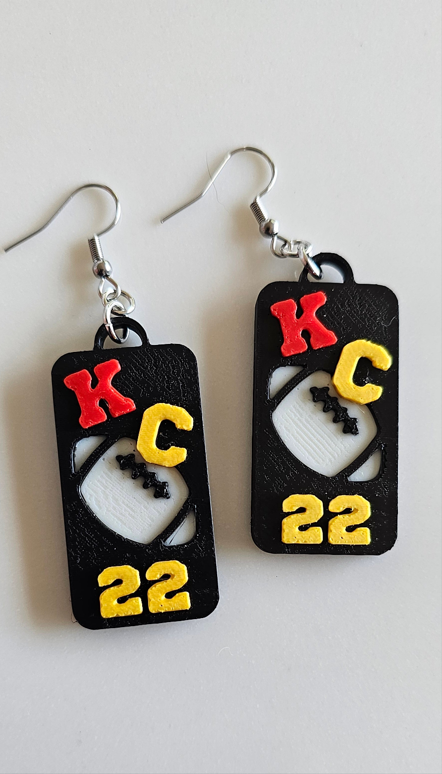 3D Print KC Chiefs Player Number Football Earrings choice of number