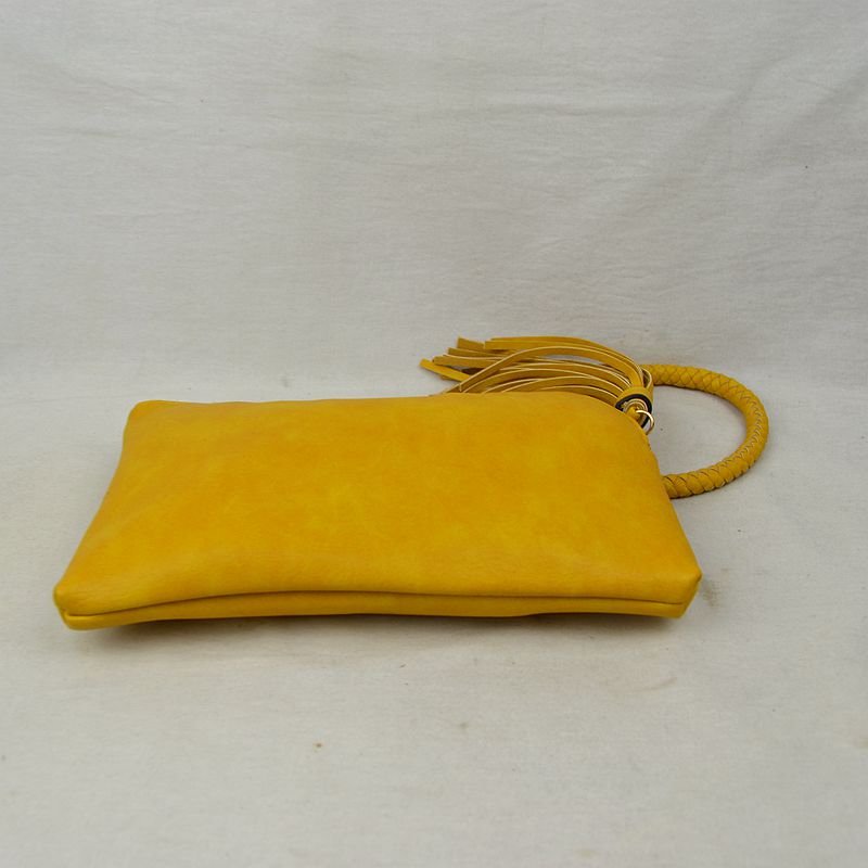 Braided Handle Wristlet Clutch with Fringe Tassel