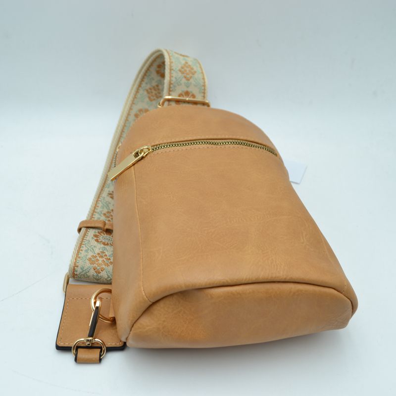 Floral Pattern Strap Sling Bag with Zipper Pockets