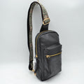 Patterned Strap Sling Bag with Zipper Pockets
