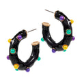 Mardi Gras Pearl Embellished Hoop Earrings