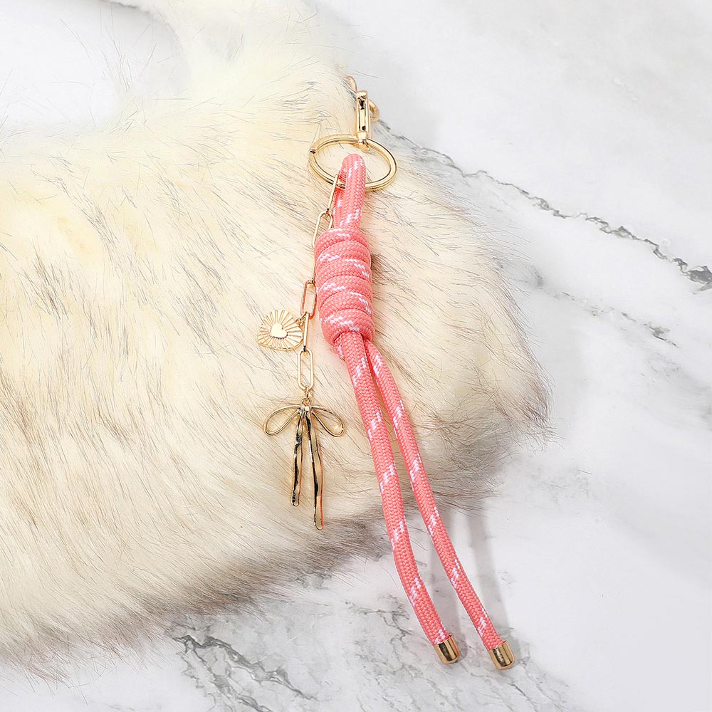 Heart Bow Charm Drop Rope Knot Keychain Bag Charm