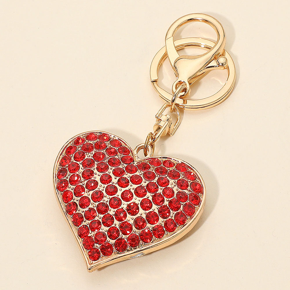 Bling Studded Heart Bag Charm Keychain