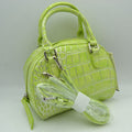 Embossed Dome Handbag with Top Handles and Adjustable Strap