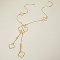 Hammered Metal Open Quatrefoil Long Necklace