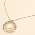 Metal Bubble Layered Ring Pendant Long Necklace