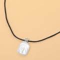 Rectangular Pearl Pendant Adjustable Long Cord Necklace