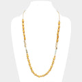 Natural Stone Wood Bead Long Necklace