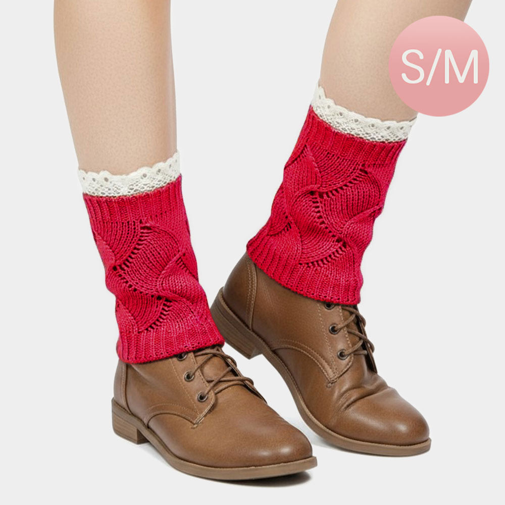 Lace Trim Knit Leg Warmer Boot Topper