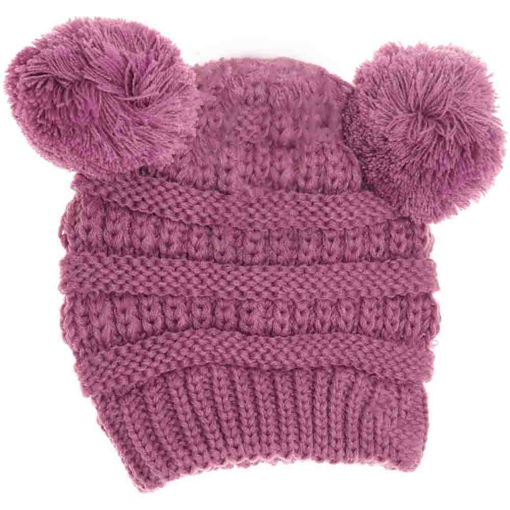 BABY Solid Double Pom C.C Beanie