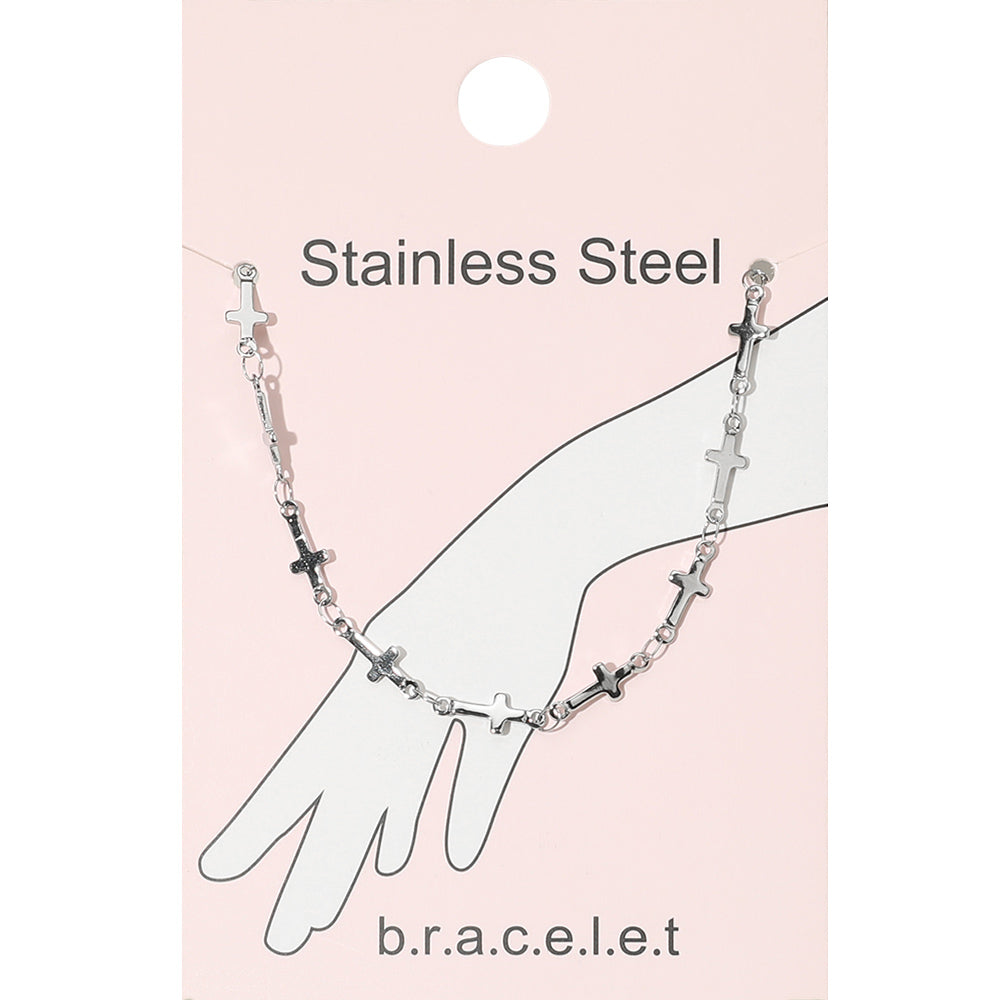 Stainless Steel Cross Link Chain Bracelet