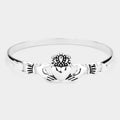 Antique Metal Claddagh Heart Accent Bangle Bracelet