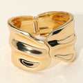 Sculpted Wavy Wide Metal Hinged Bangle Bracelet