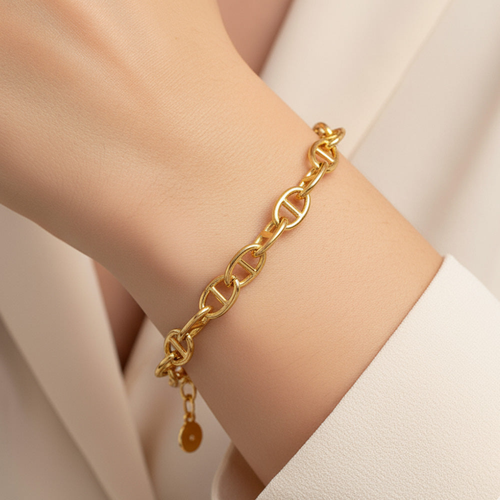 Gold Dipped Mariner Link Chain Bracelet