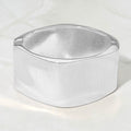 Bold Ribbed Metal Hinged Bangle Bracelet