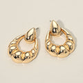 Gold Dipped Textured Teardrop Door Knocker Earrings