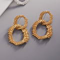 Bubble Textured Abstract Open Metal Link Dangle Earrings