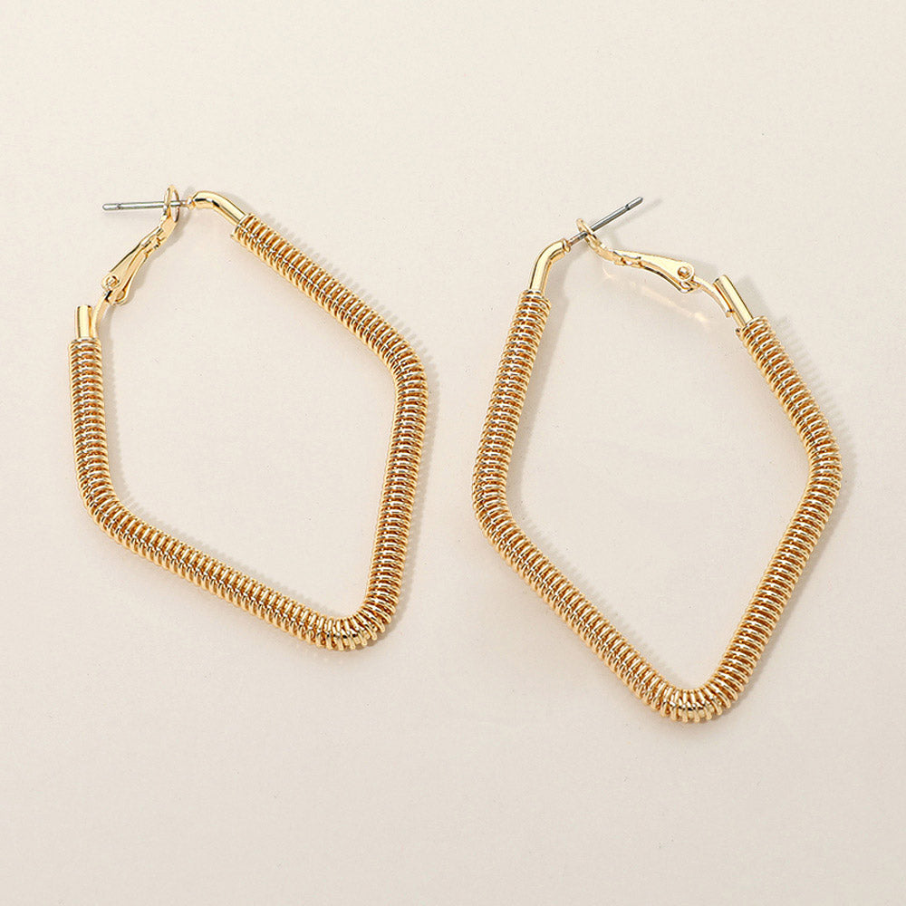 Gold Dipped Textured Metal Geometric Hoop Earrings