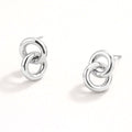 White Gold Dipped Interlocking Double Loop Drop Earrings