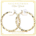 SECRET BOX_Genuine Gold Dipped Hypoallergenic Geometric Textured Hoop Earrings