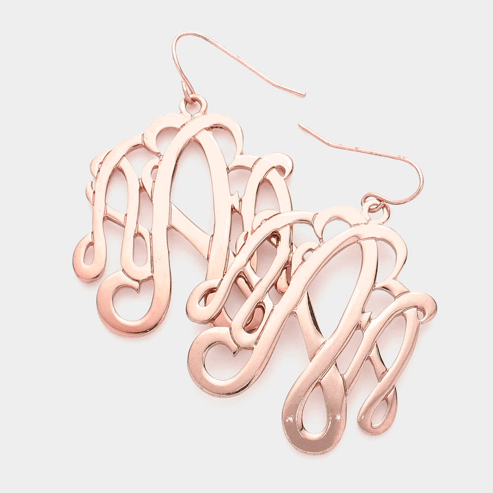 'A' Monogram Initial Earrings