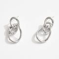 White Gold Dipped Triple Interlocking Hoop Drop Earrings