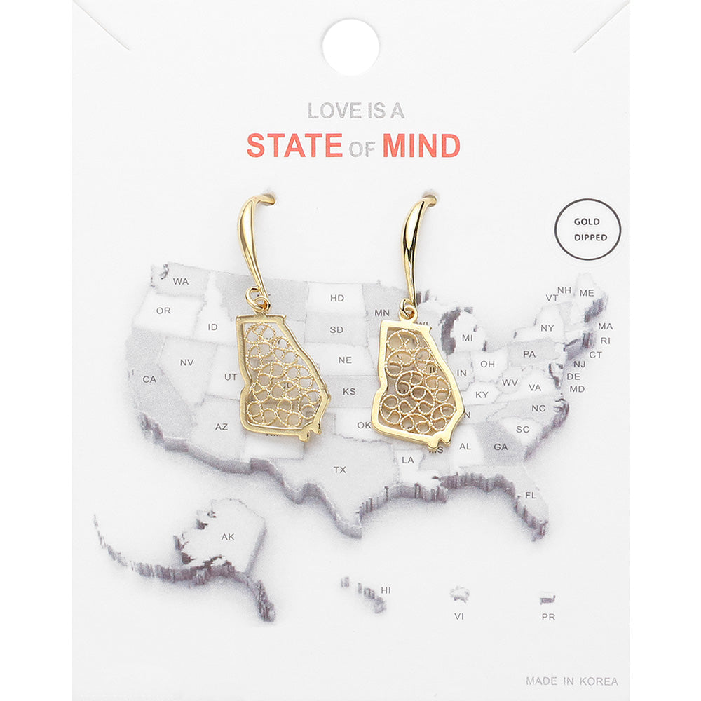 Gold Dipped Georgia State Earrings