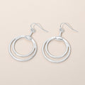Open Metal Double Layered Circle Drop Earrings