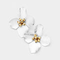 Metal Beaded Flower Earrings