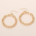 Textured Metal Chain Hoop Drop Dangle Earrings