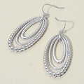 Textured Bead Layered Oval Dangle Earrings