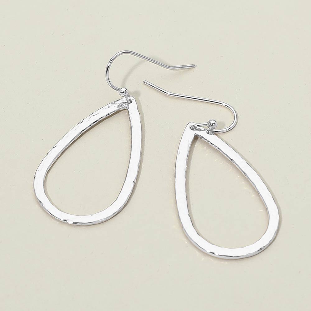 Geometric Metal Open Teardrop Drop Earrings