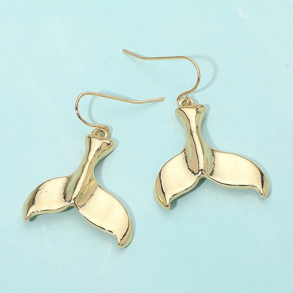 Metal Whale Tale Drop Dangle Earrings