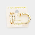 14K Gold Dipped Triple Layered Metal Hypoallergenic Half Hoop Earrings