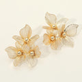 Metal Cutout Triple Floral Statement Earrings
