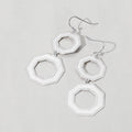Metal Double Octagon Link Drop Dangle Earrings