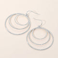 Textured Metal Triple Layered Hoop Dangle Earrings