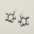 Antique Metal Open Sea Turtle Drop Earrings