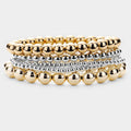 5PCS - Metal Ball Beaded Stretch Bracelets