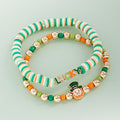 2PCS - St Patricks LUCKY Leprechaun Heishi Beaded Stretch Multi Layered Bracelets