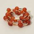 4PCS - Round Ball Metal Bar Beaded Stretch Multi Layered Bracelets