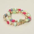 2PCS - Multicolor Pebble Beaded Stretch Multi Layered Bracelets