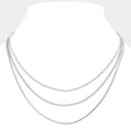 Brass Metal Triple Layered Chain Necklace