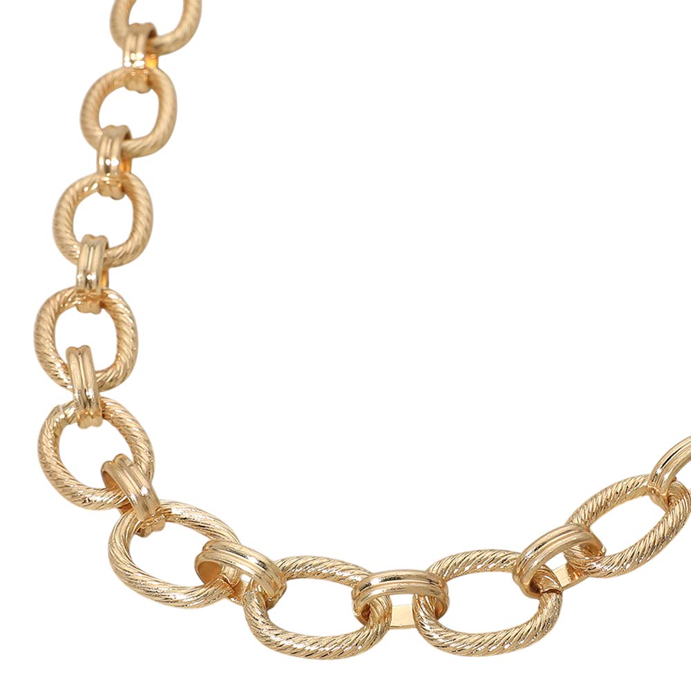 Textured Metal Oval Link Chain Necklace